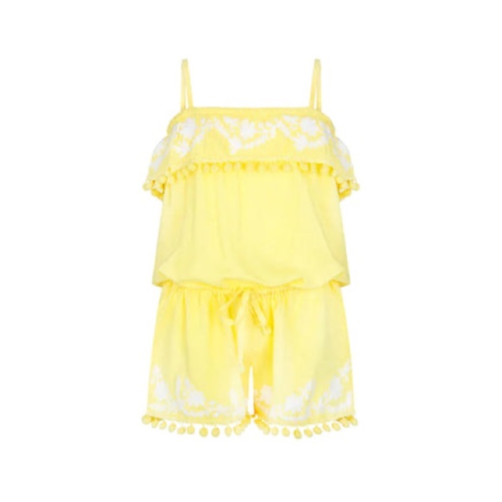 Melissa Odabash Kids' Baby Eisha Embroidered Playsuit In Yellow White
